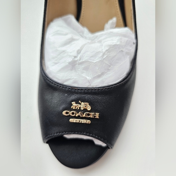 Coach NWT Wedge Gala Semi Matte Shoes Size 6 Black - Picture 7 of 9